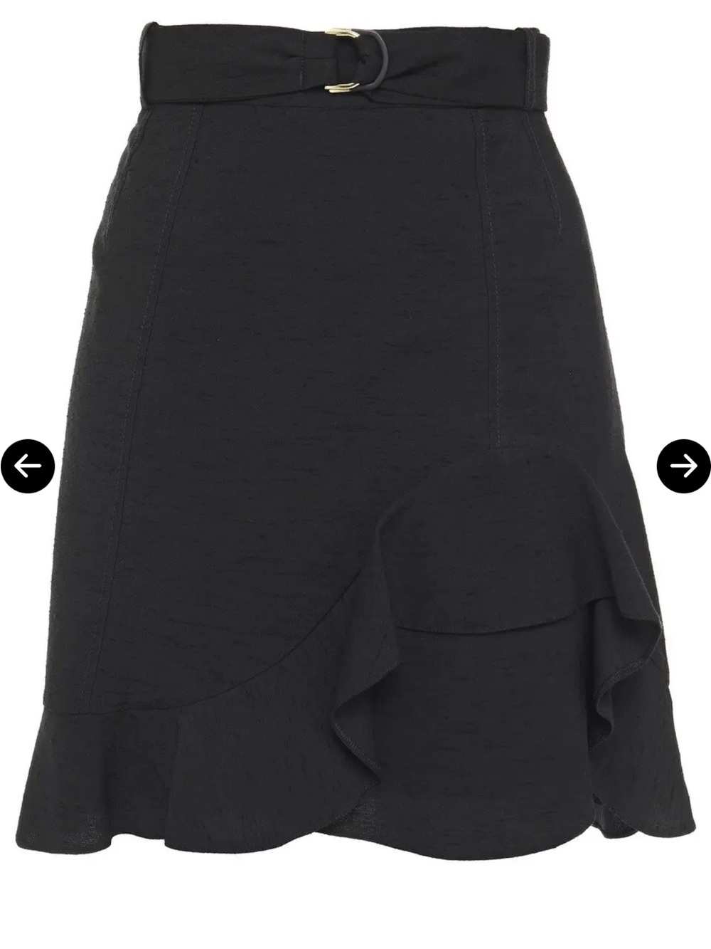 Sandro Amy Belted Ruffled Slub Woven Mini Skirt Size 2
